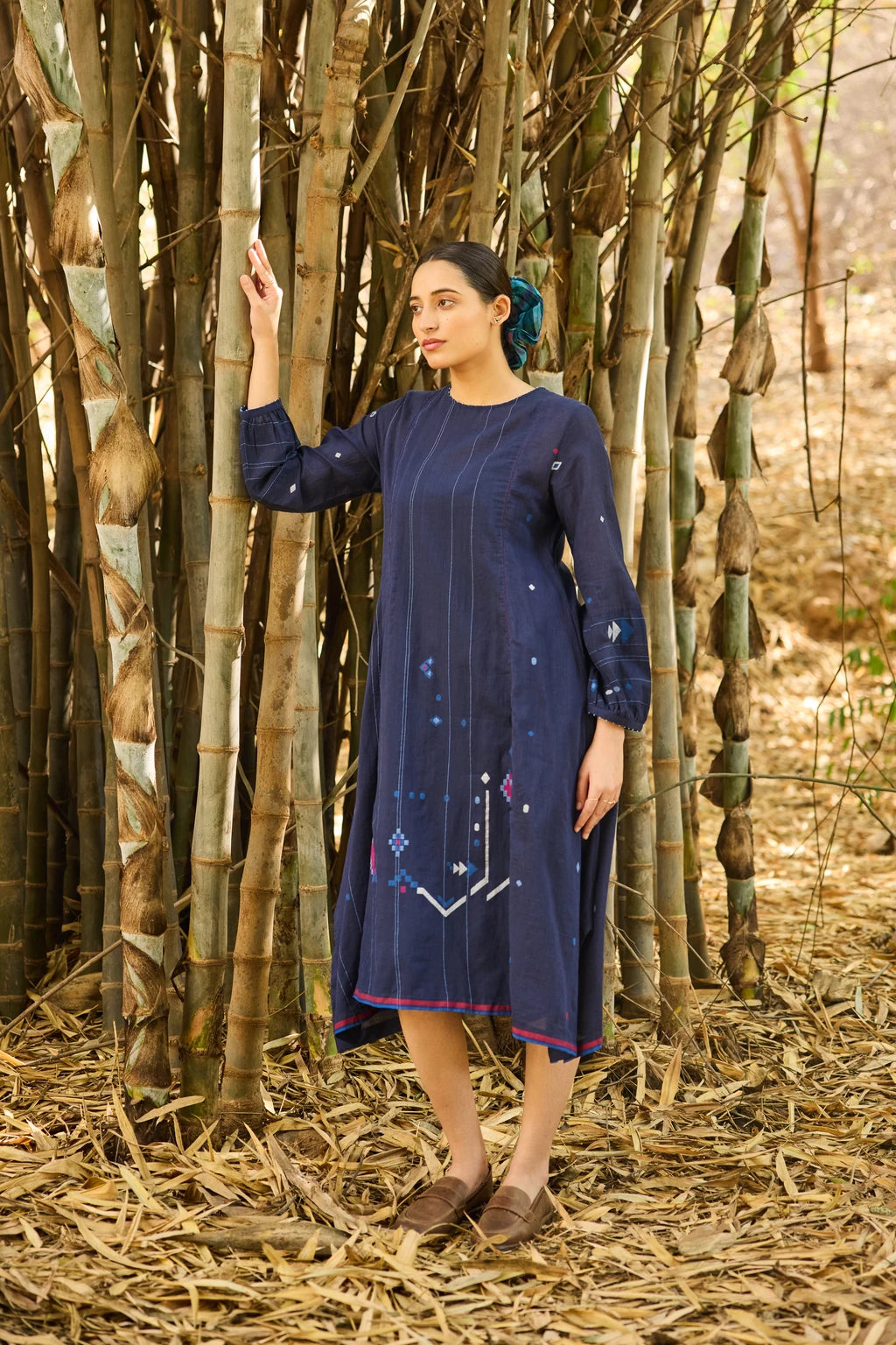 Adva Dress — jamdani cotton dress — lifestyle shot | Sarron