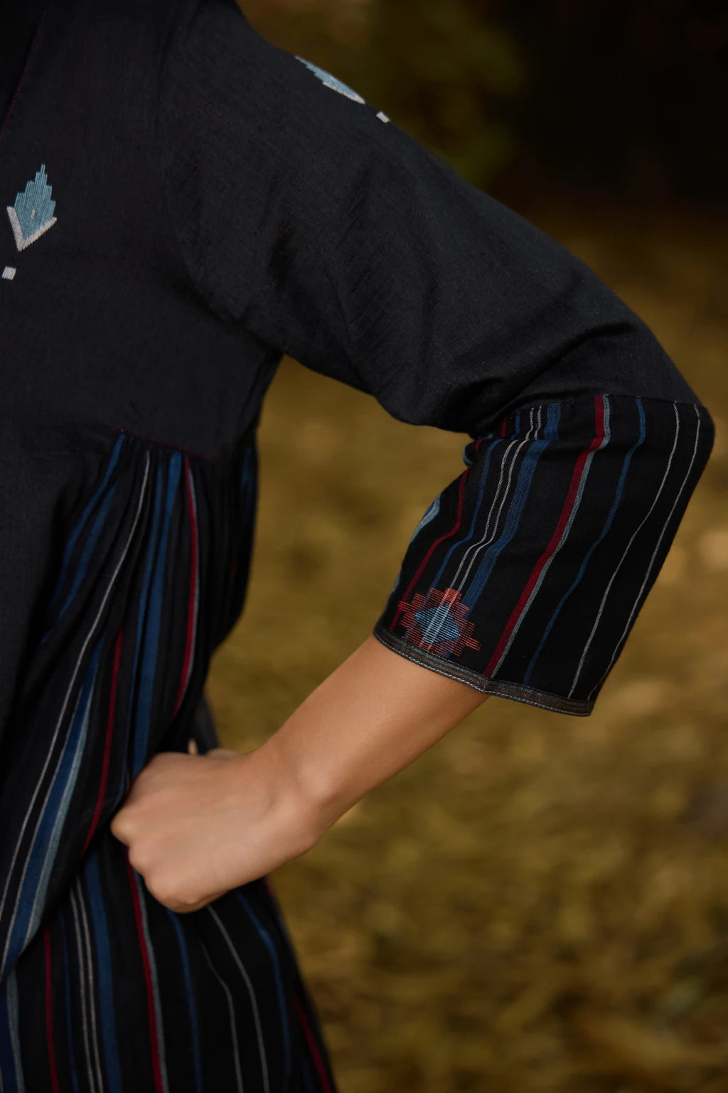 Anjana Dress — jamdani silk cotton dress — fabric detail | Sarron