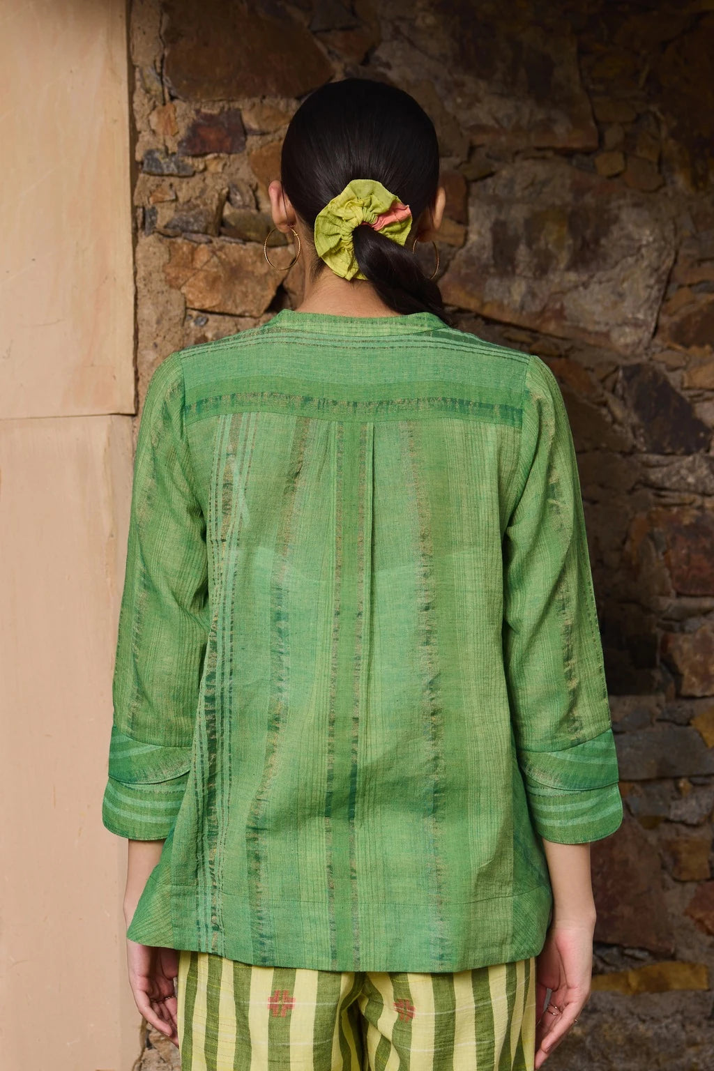 Axa Shirt — jamdani cotton zari shirt — back view | Sarron