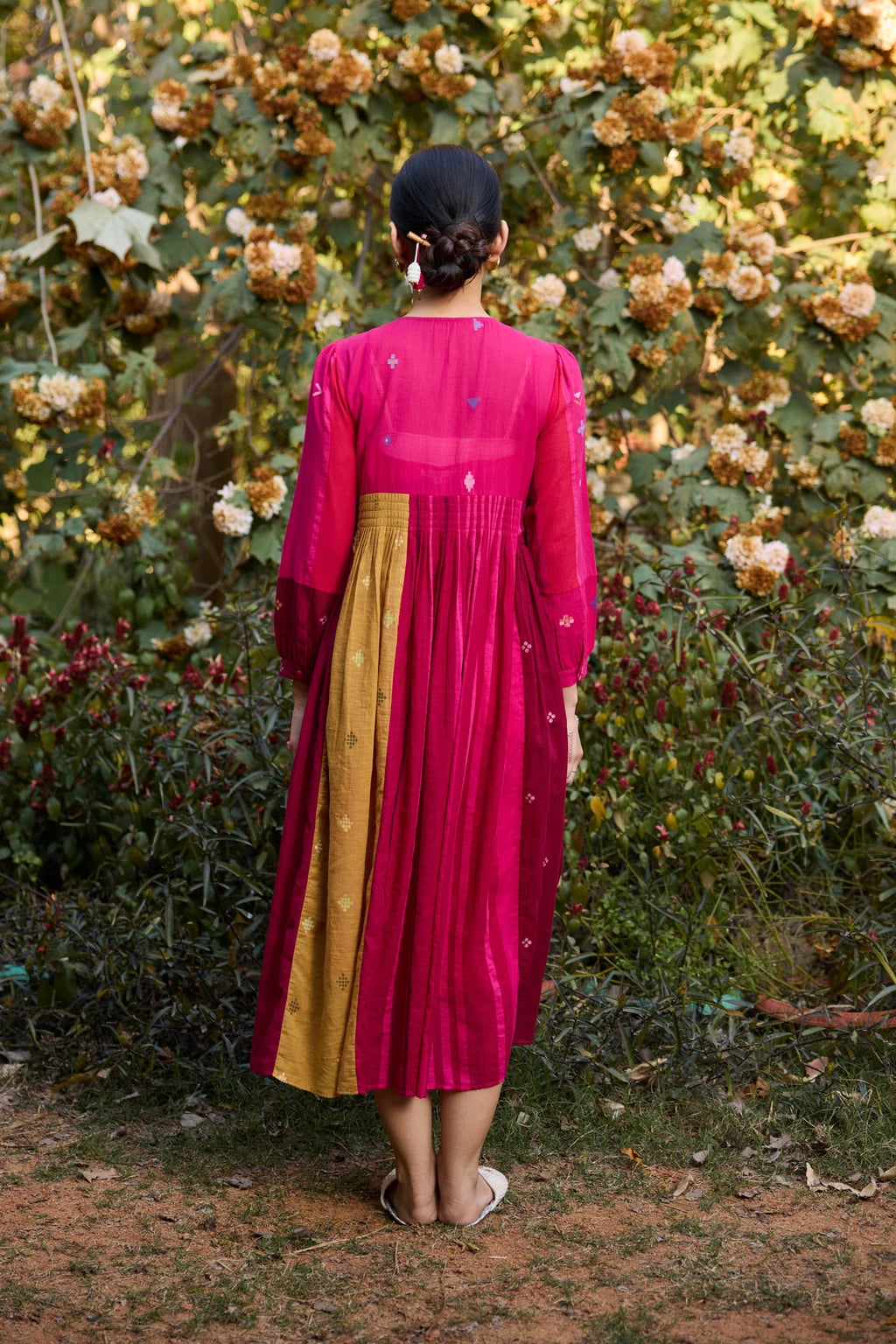 Esha Dress — jamdani cotton dress — side view | Sarron