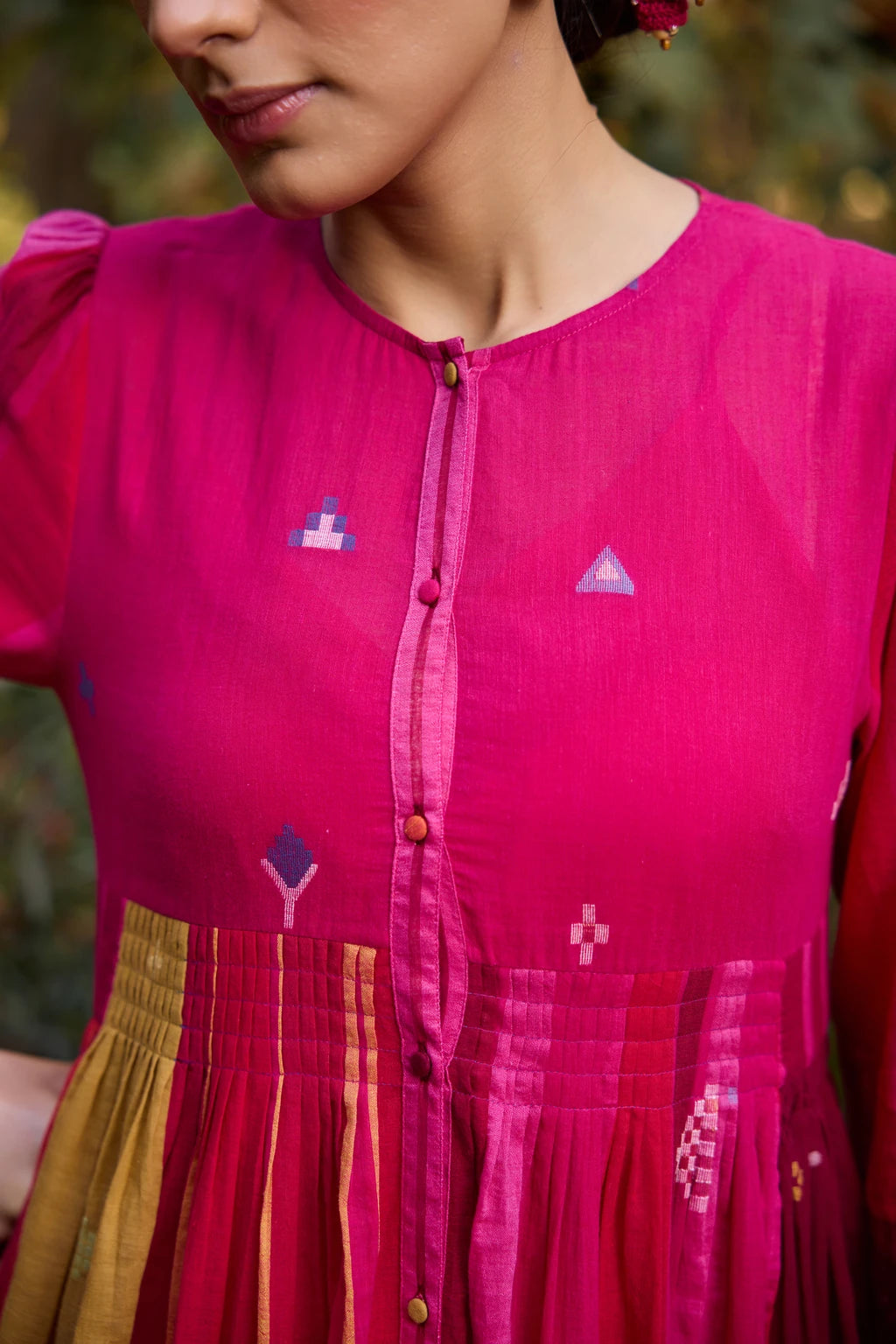 Esha Dress — jamdani cotton dress — fabric detail | Sarron