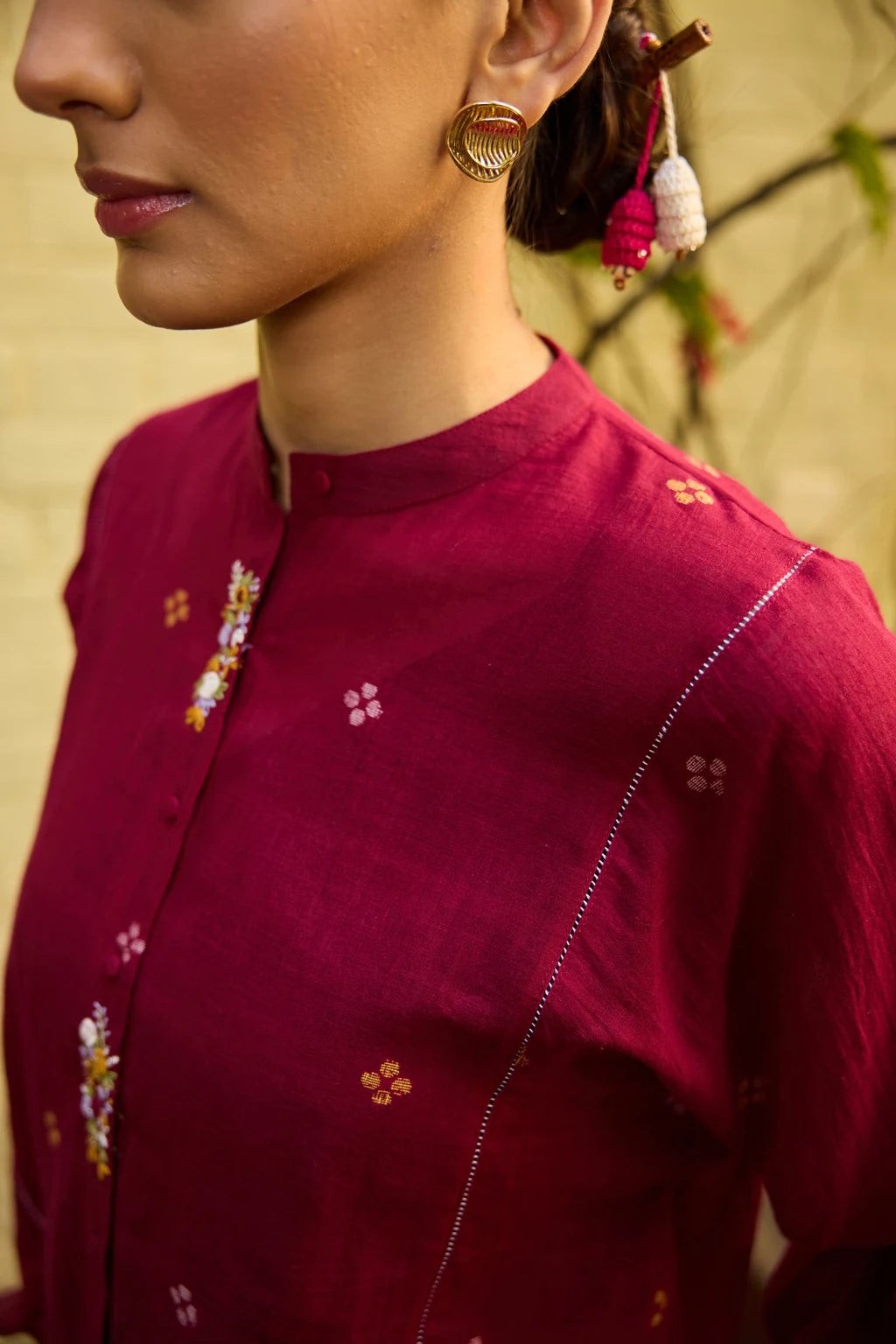 Ira Shirt — jamdani cotton shirt — front view | Sarron