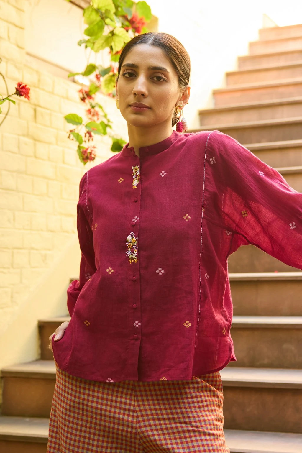 Ira Shirt — jamdani cotton shirt — campaign shot | Sarron