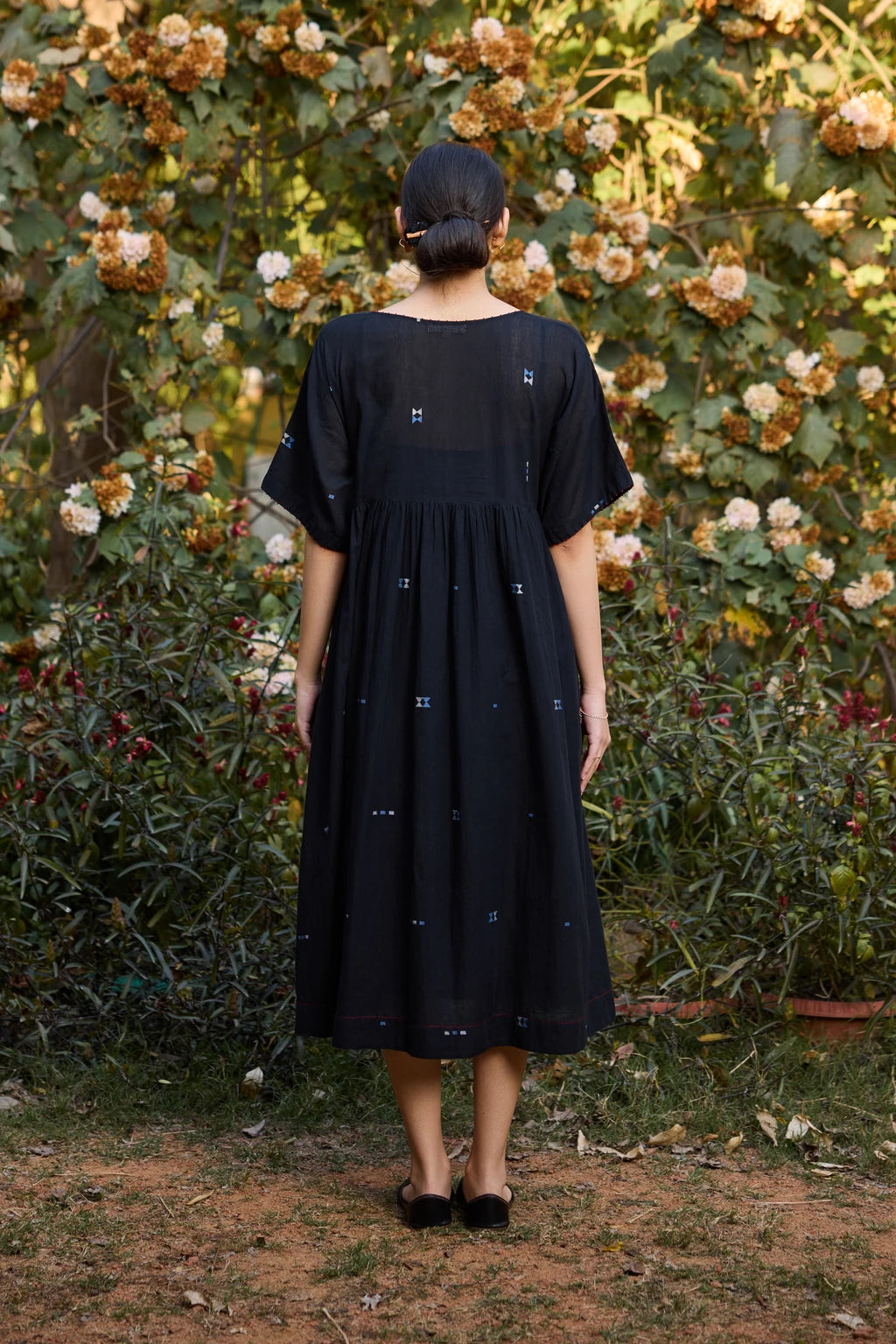 Kana Dress — jamdani cotton dress — back view | Sarron