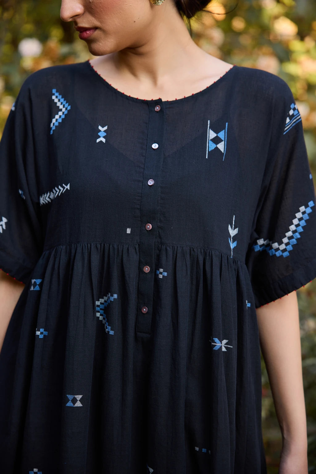 Kana Dress — jamdani cotton dress — fabric detail | Sarron