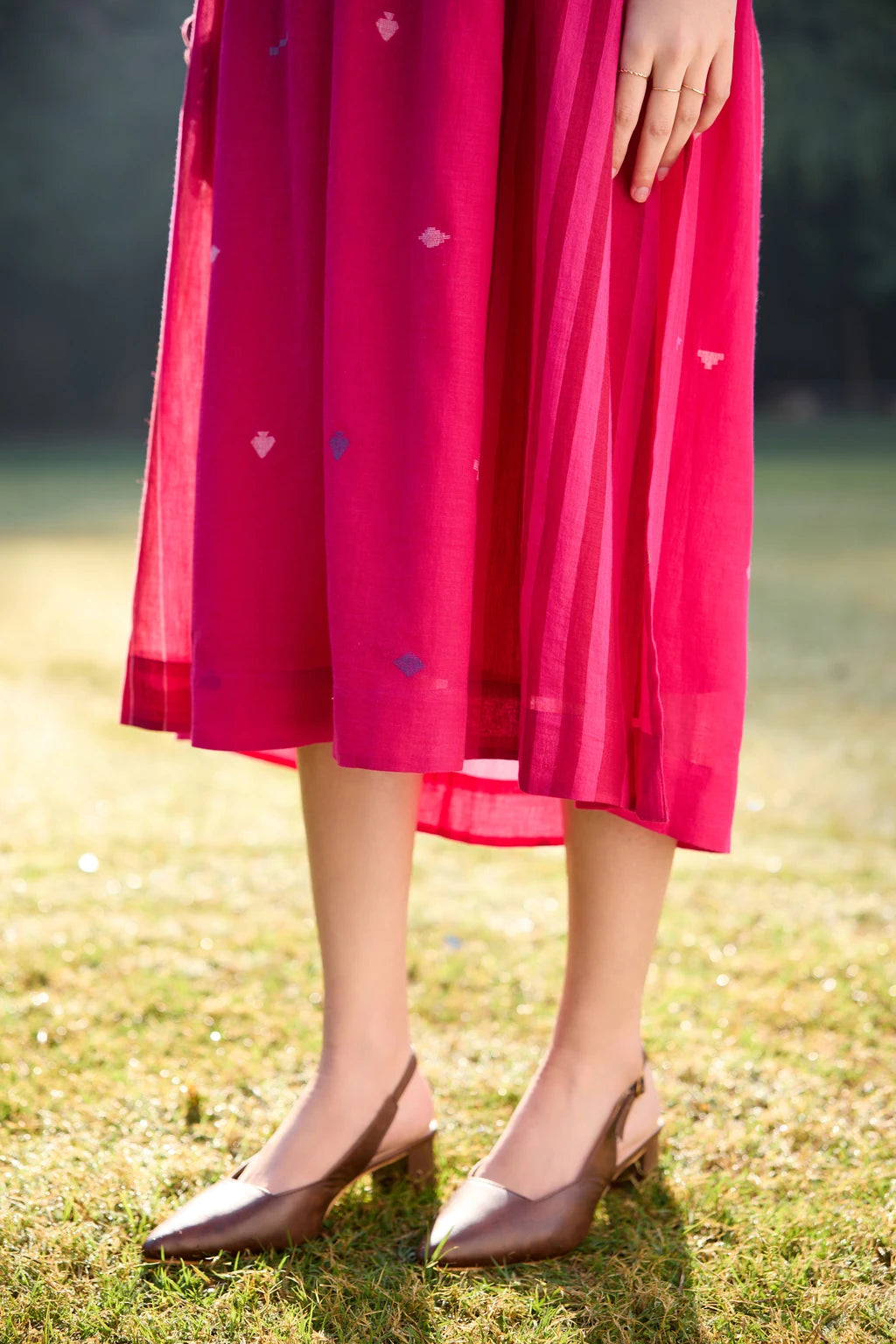 Raga Dress — jamdani cotton dress — fabric detail | Sarron