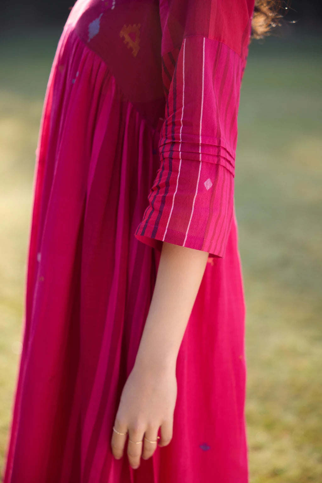 Raga Dress — jamdani cotton dress — fabric detail | Sarron