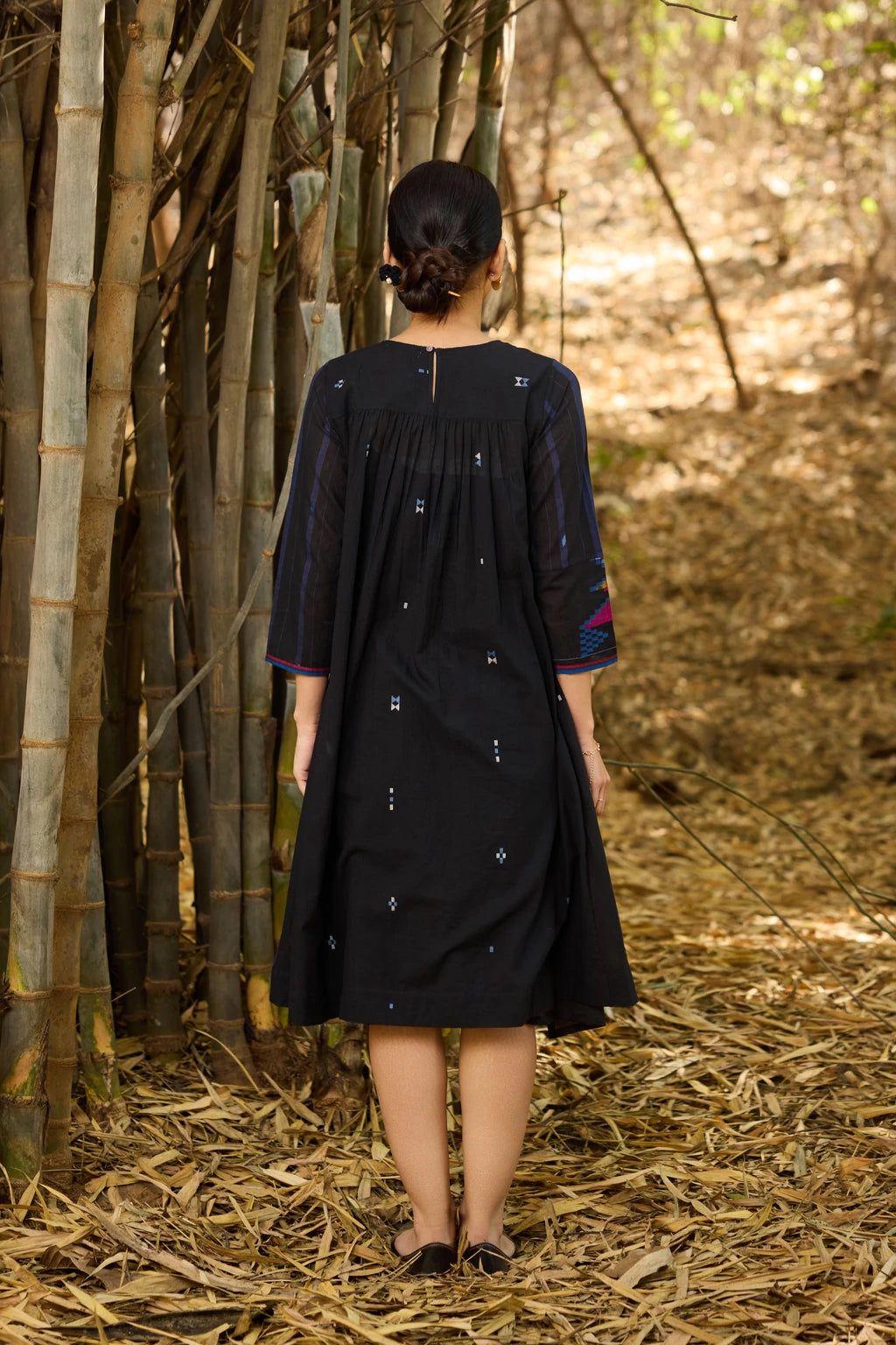 Reka Dress — jamdani cotton dress — back view | Sarron