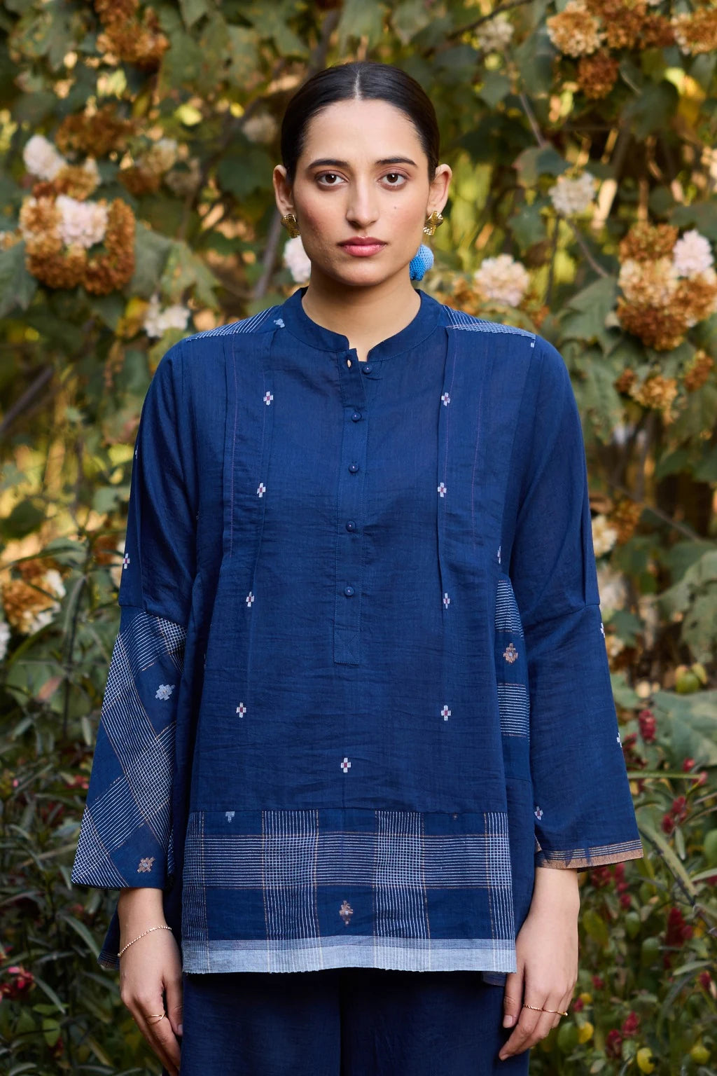 Vara Top — jamdani silk cotton top — front view | Sarron