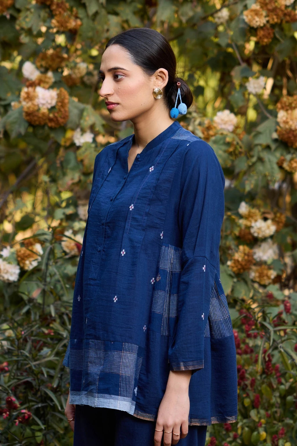Vara Top — jamdani silk cotton top — side view | Sarron