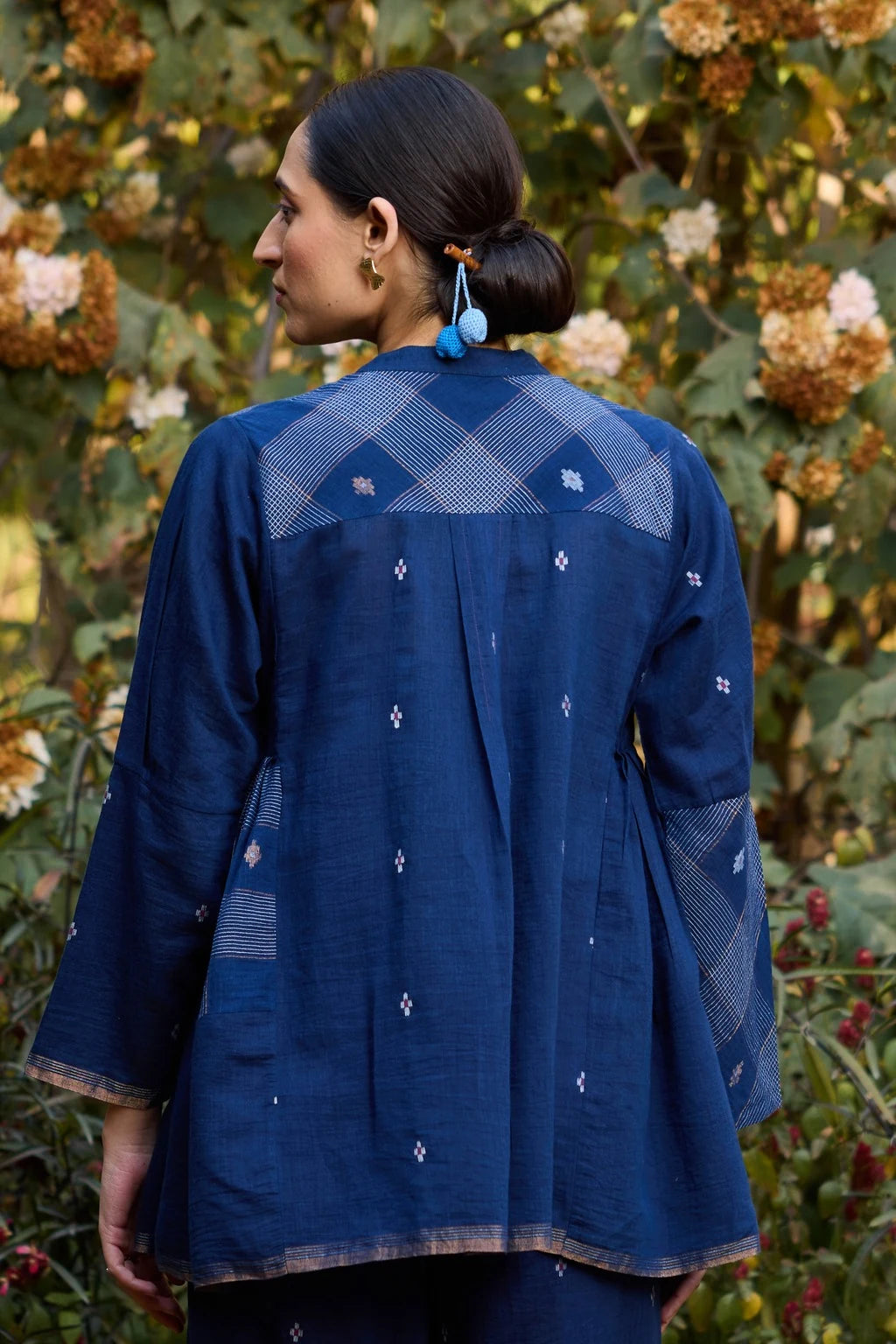 Vara Top — jamdani silk cotton top — back view | Sarron