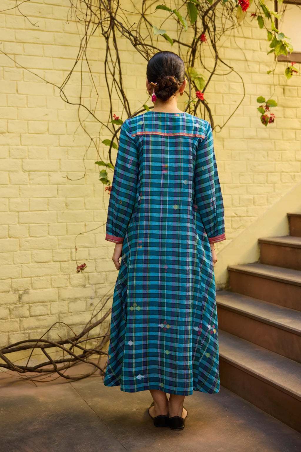 Vini Dress — jamdani cotton dress — back view | Sarron