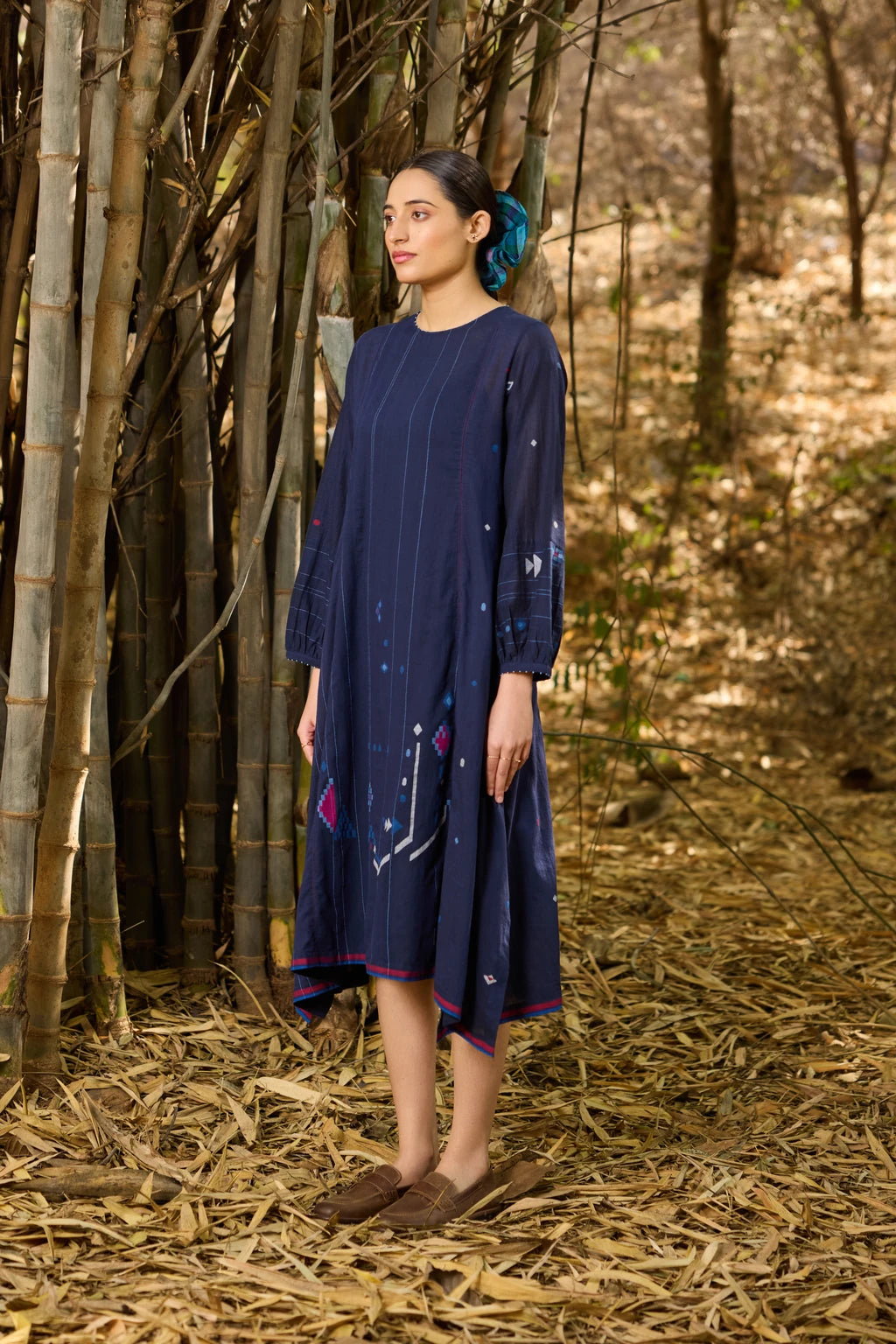 Adva Dress — jamdani cotton dress — angular view | Sarron