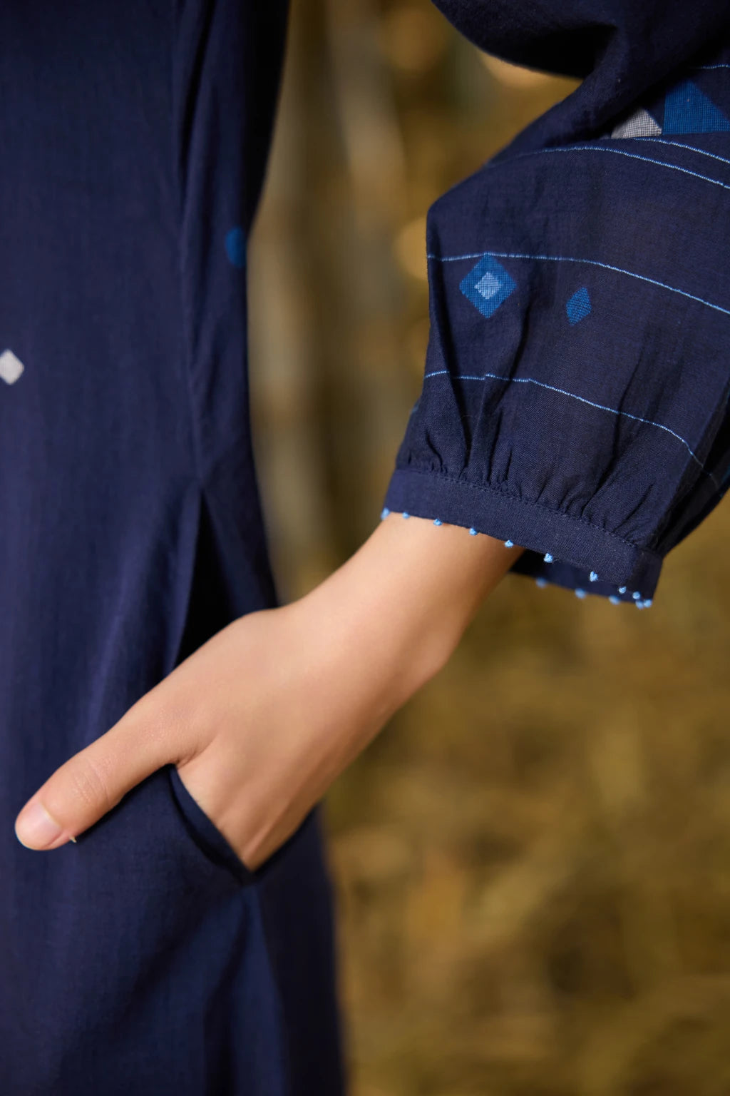 Adva Dress — jamdani cotton dress — fabric detail | Sarron