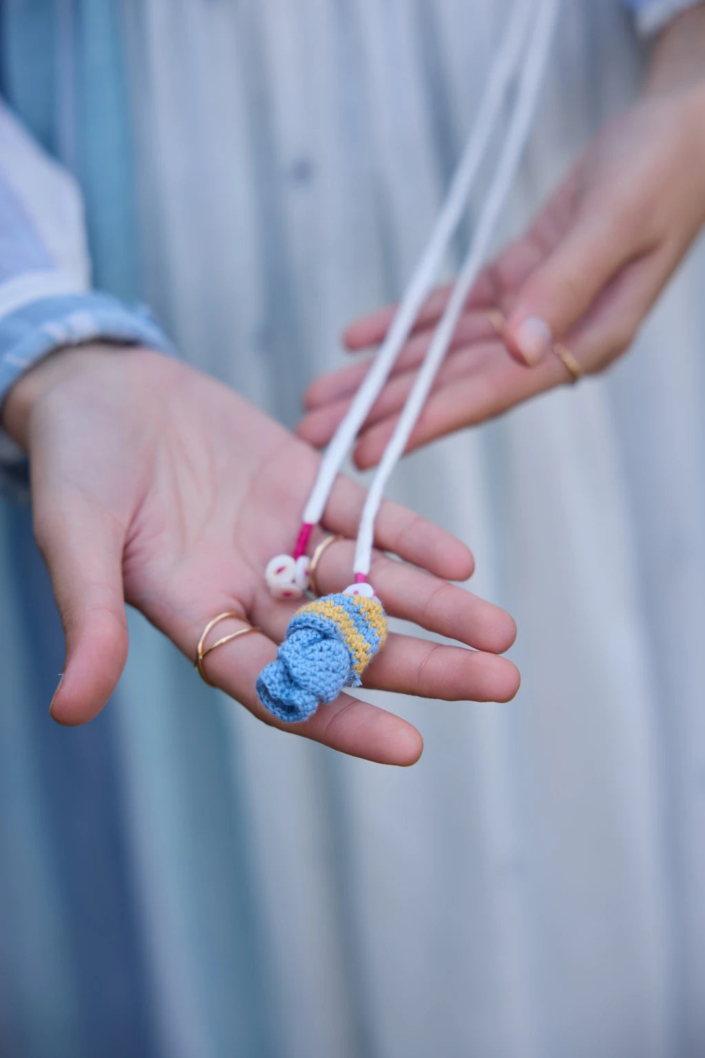 Amaya Dress — White and blue cotton Jamdani wrap dress — styled view | Sarron