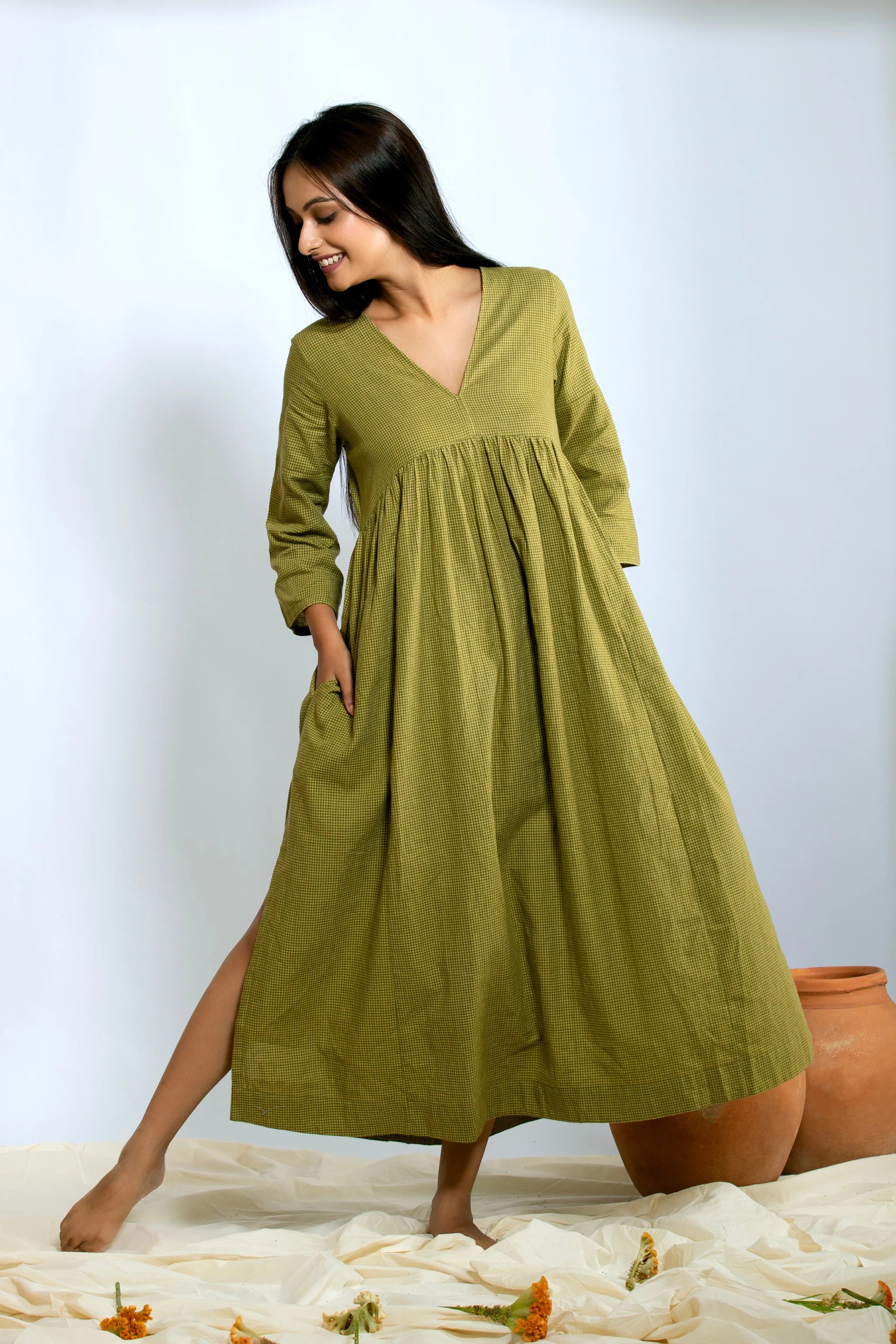 Dirty Martini Dress - Mustard Green