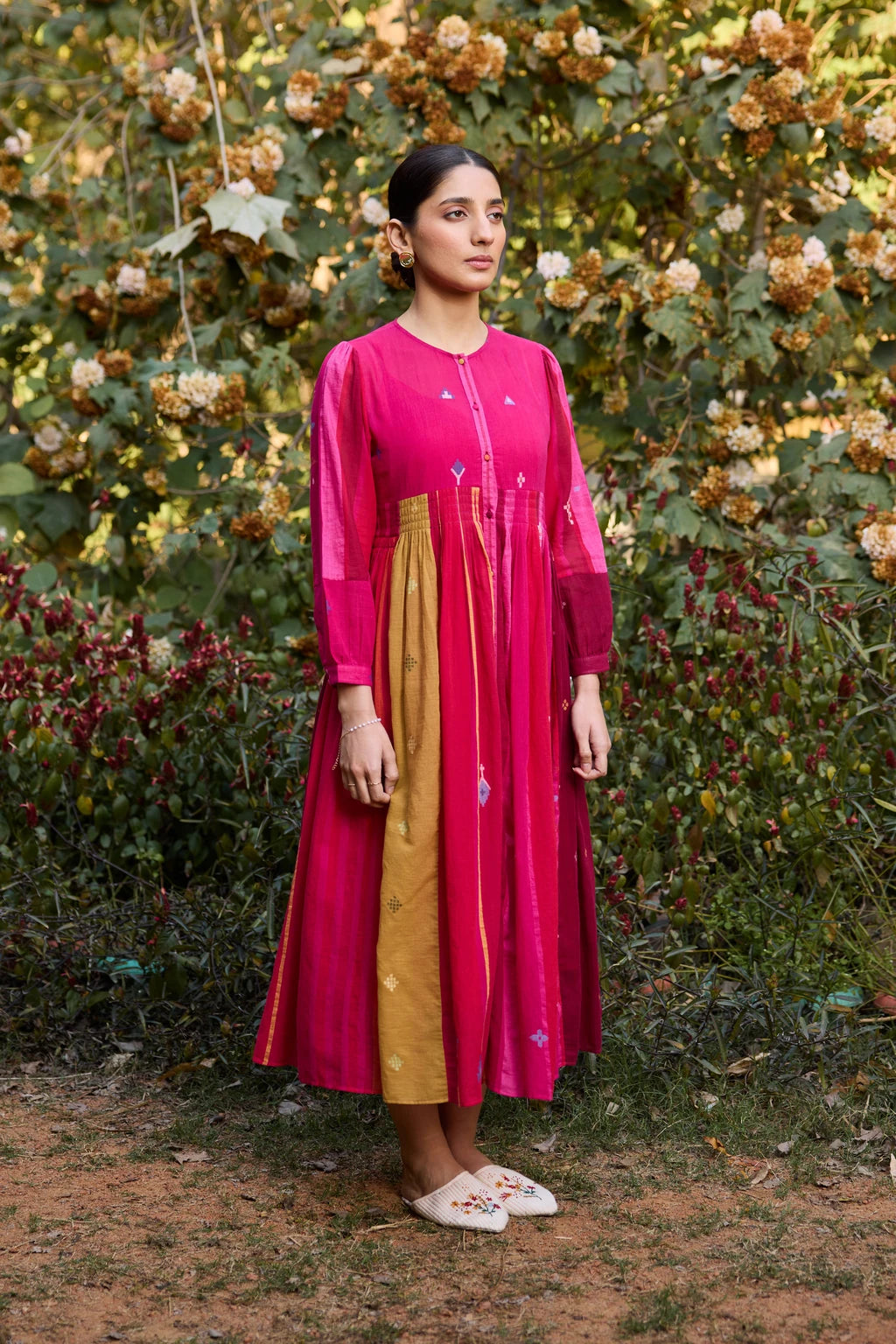 Esha Dress — jamdani cotton dress — back view | Sarron