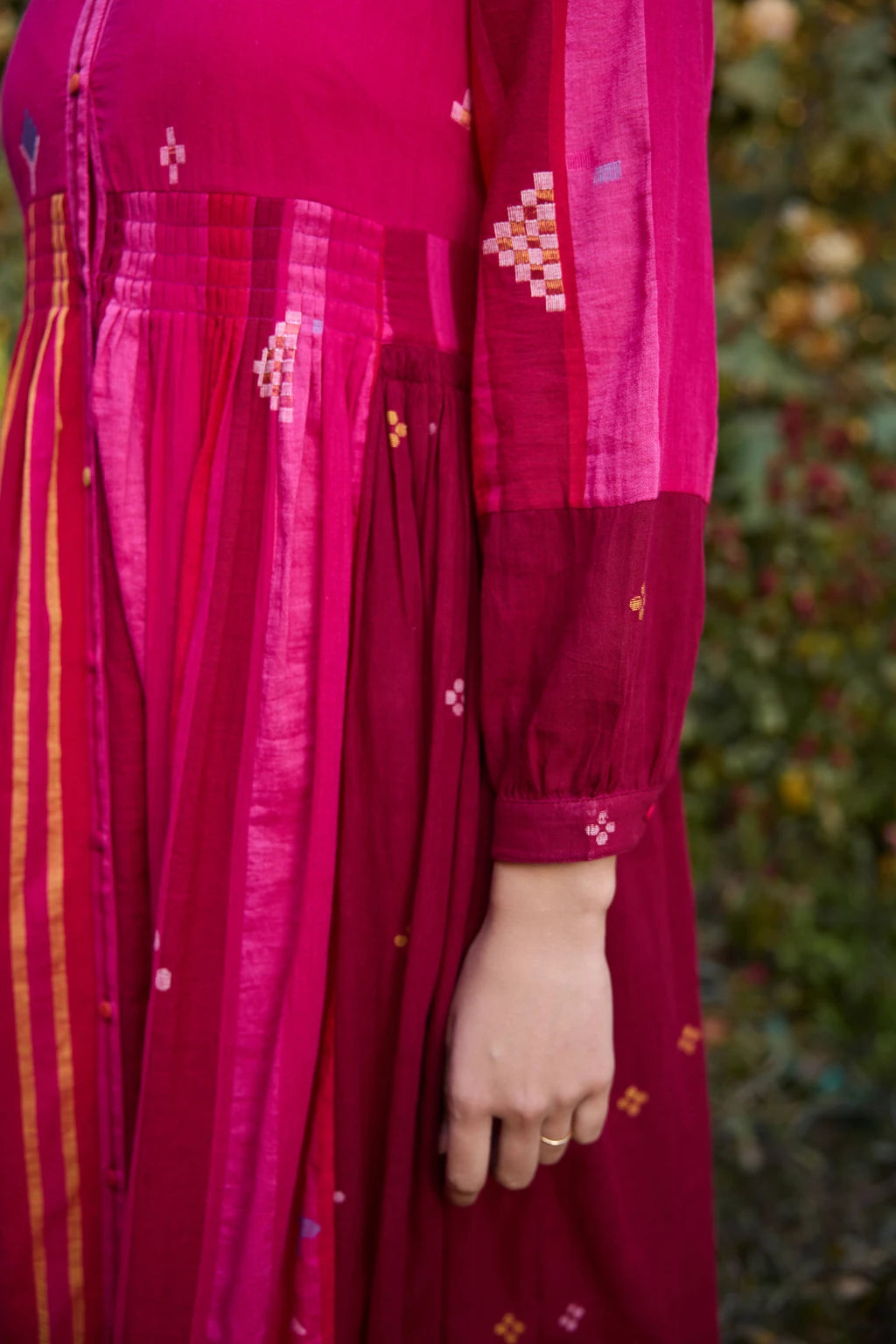 Esha Dress — jamdani cotton dress — fabric detail | Sarron