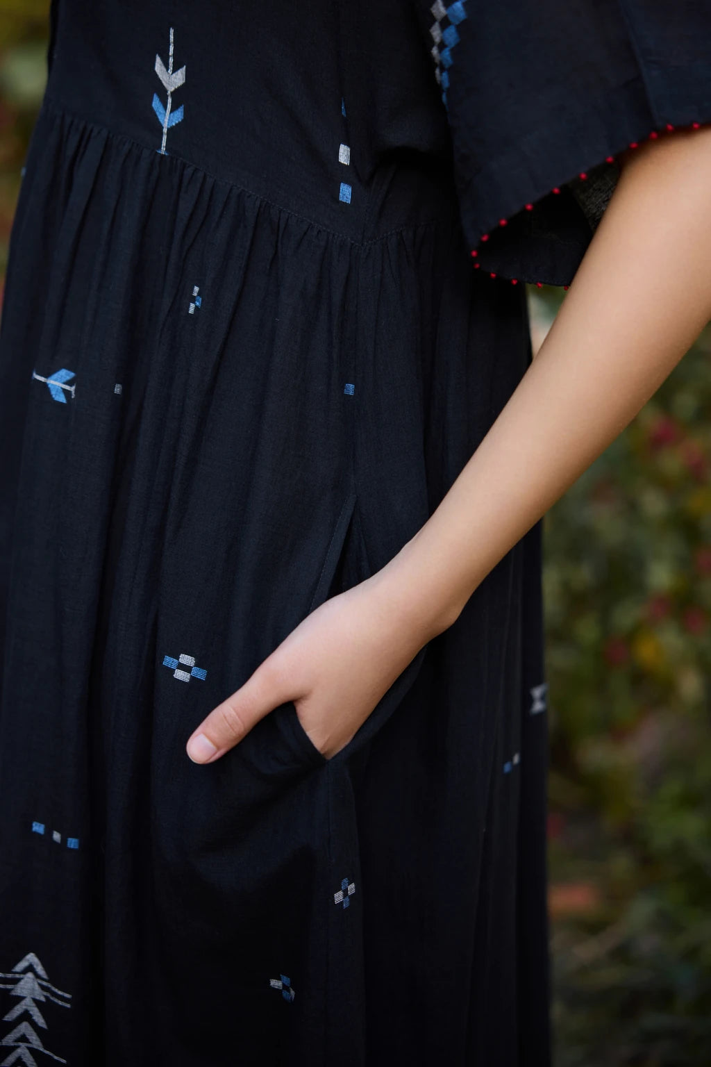 Kana Dress — jamdani cotton dress — fabric detail | Sarron