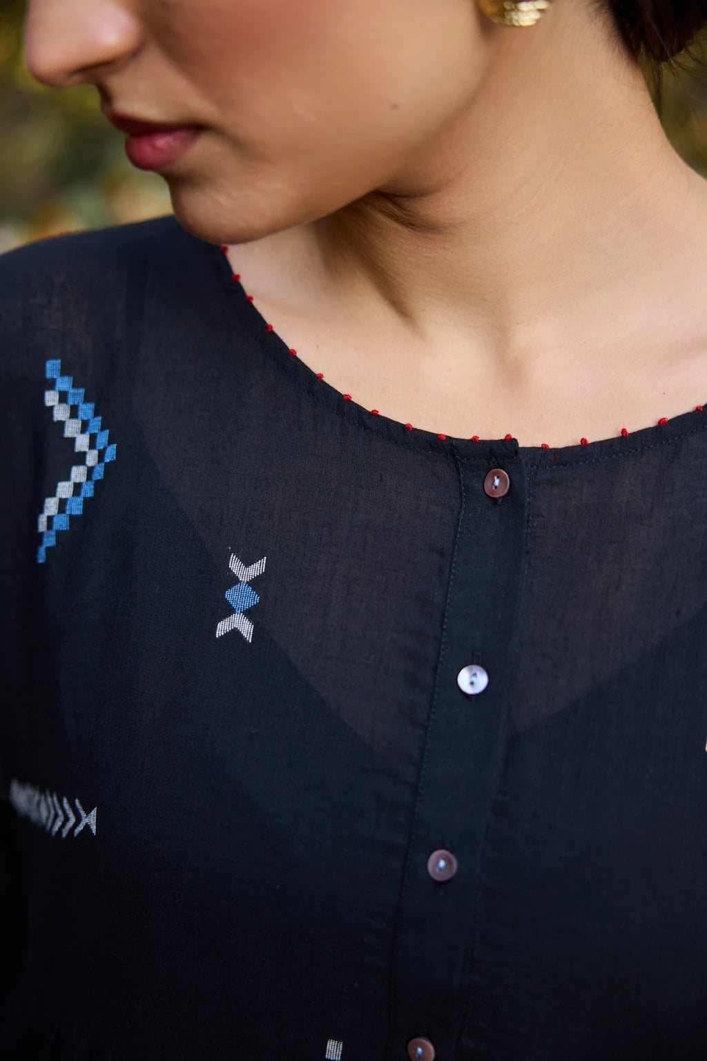 Kana Dress — jamdani cotton dress — fabric detail | Sarron