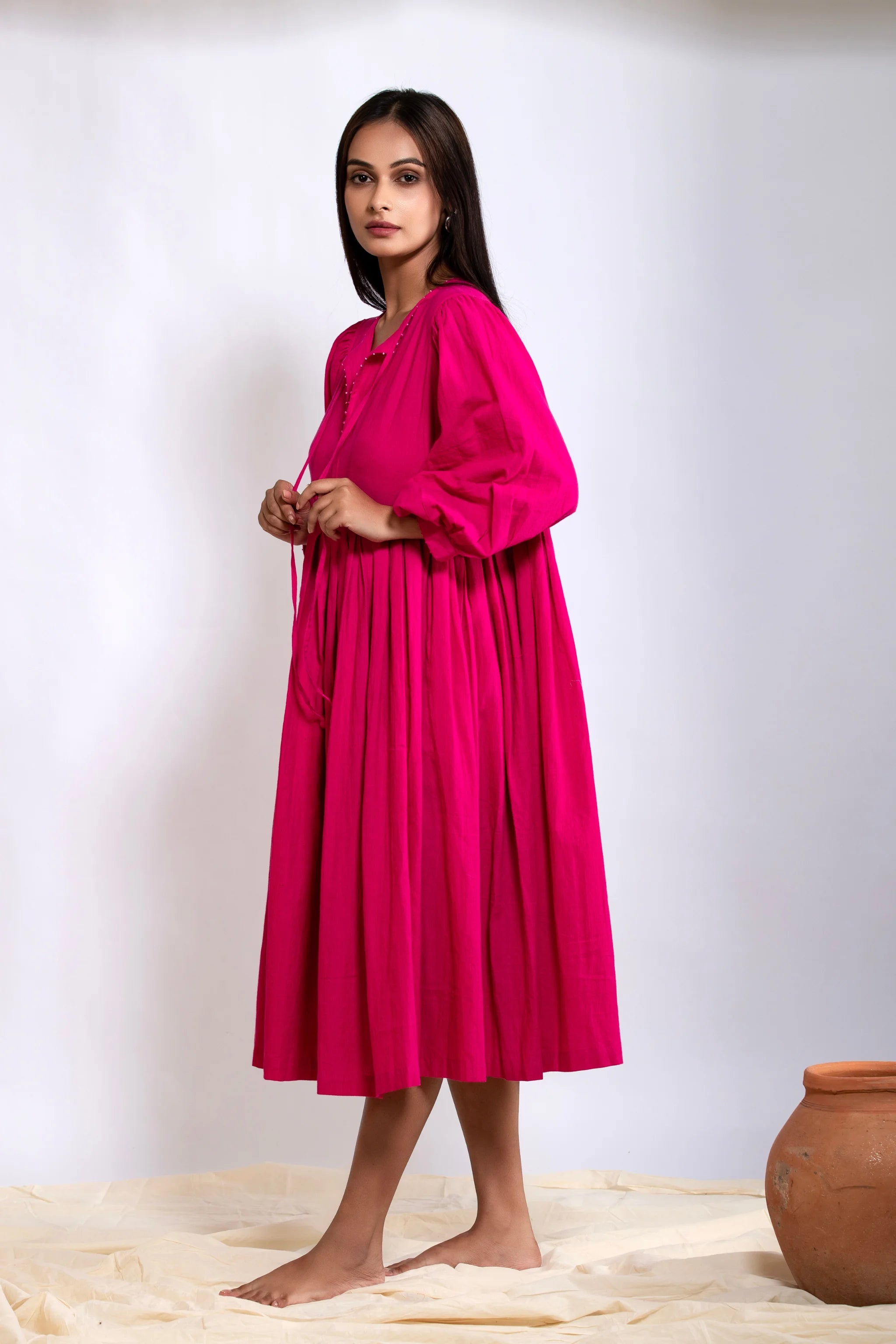 Leher Midi Dress - Electric Pink