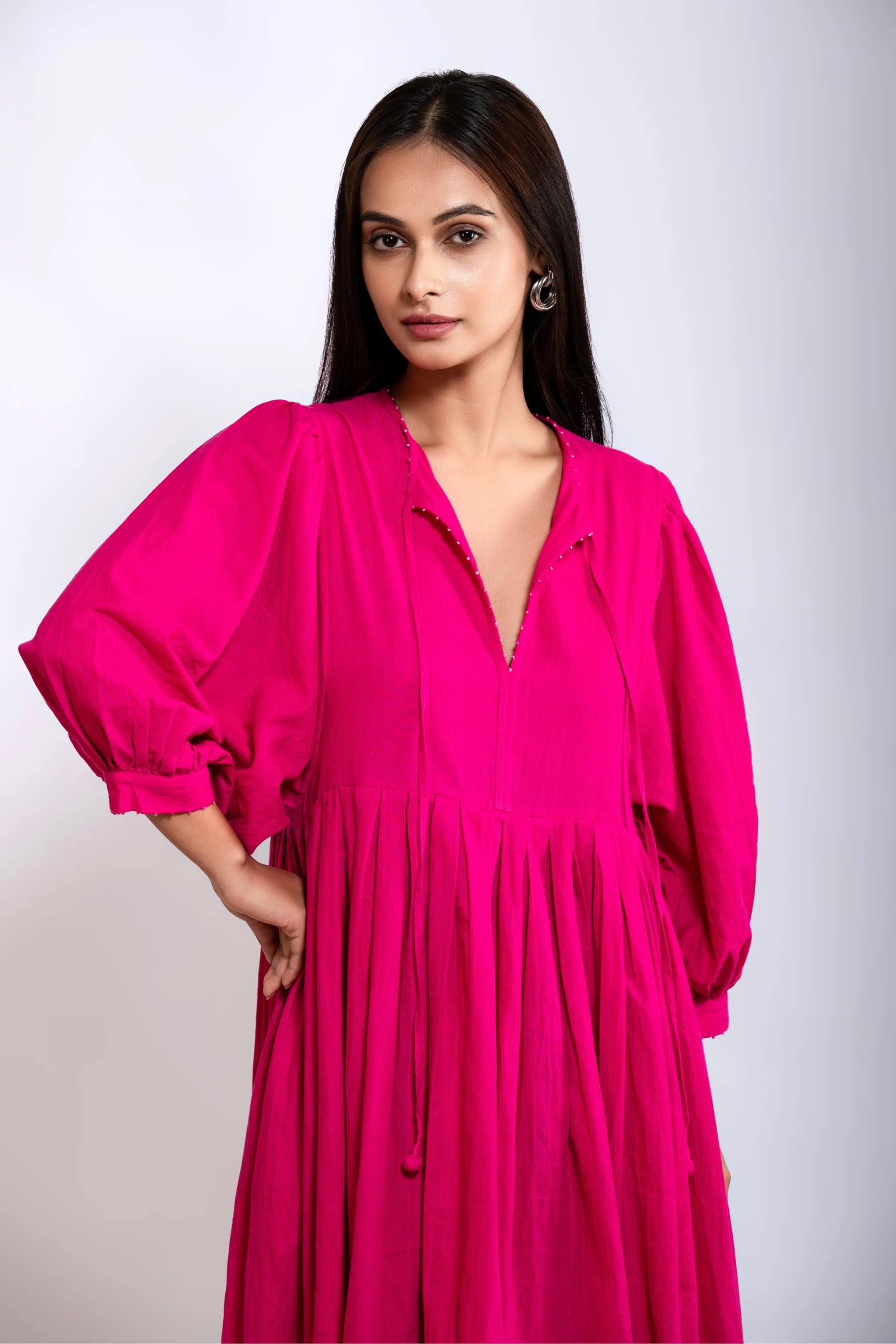 Leher Midi Dress - Electric Pink