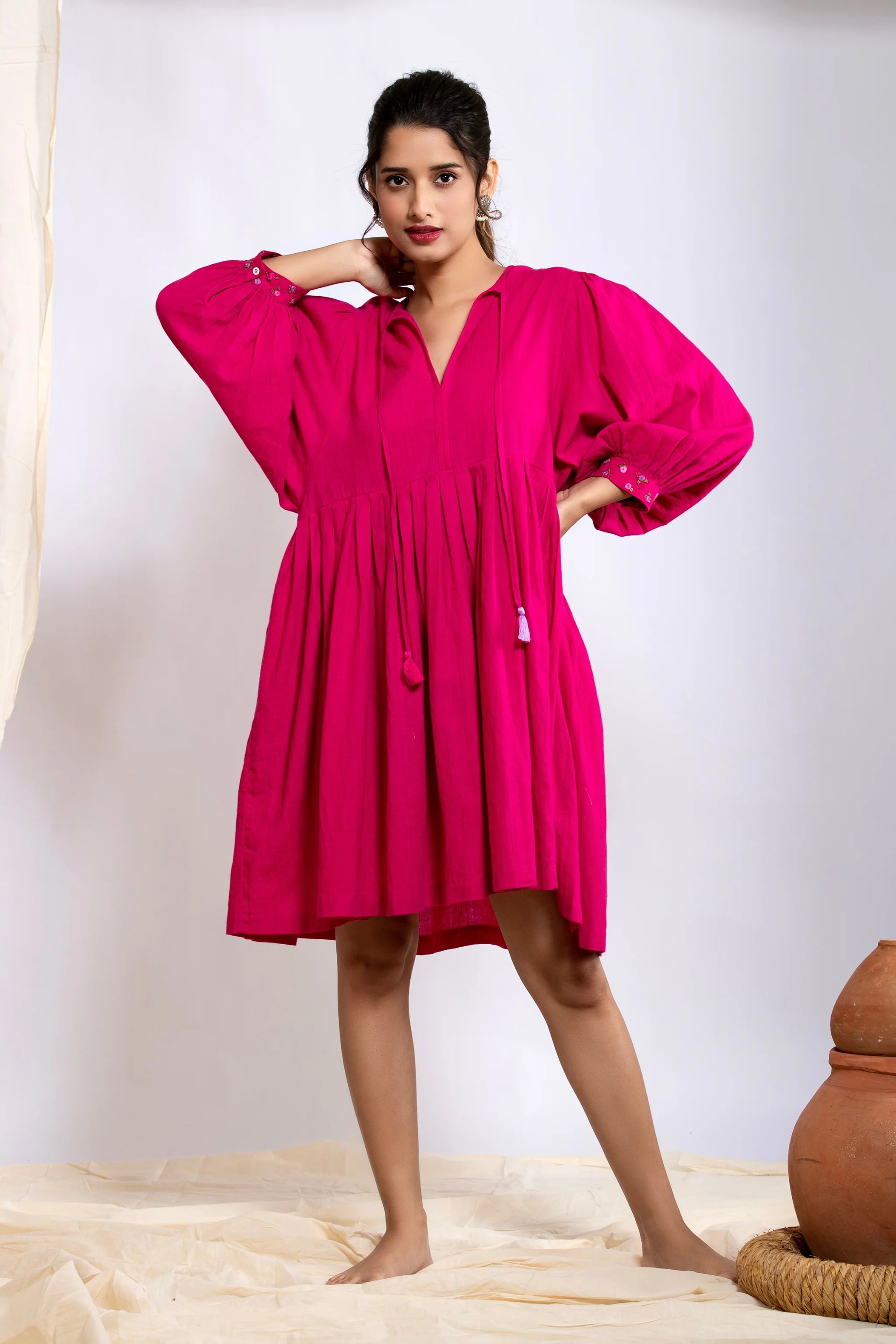 Leher Mini Dress - Electric Pink