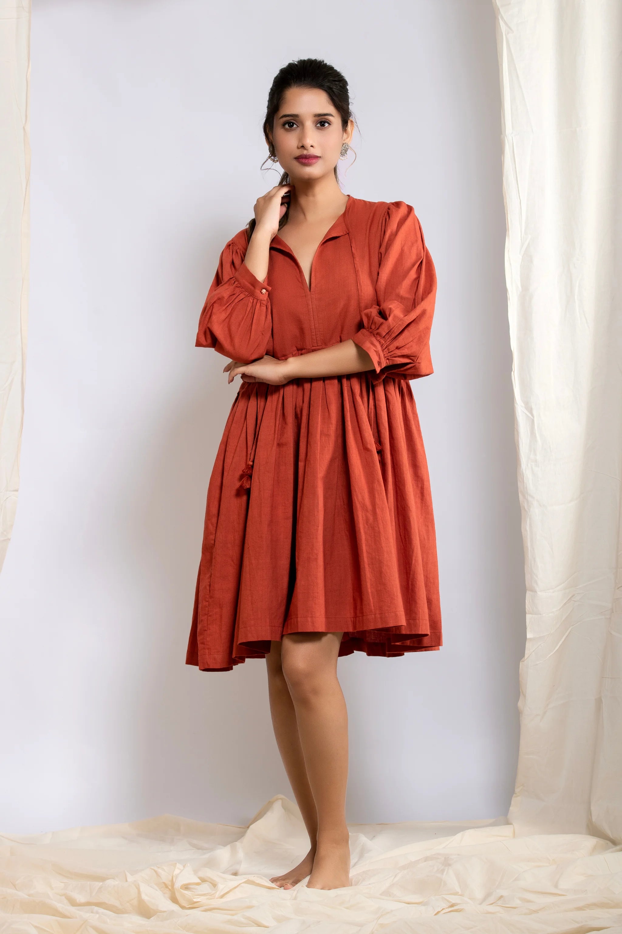 Leher Mini Dress - Rusty Red