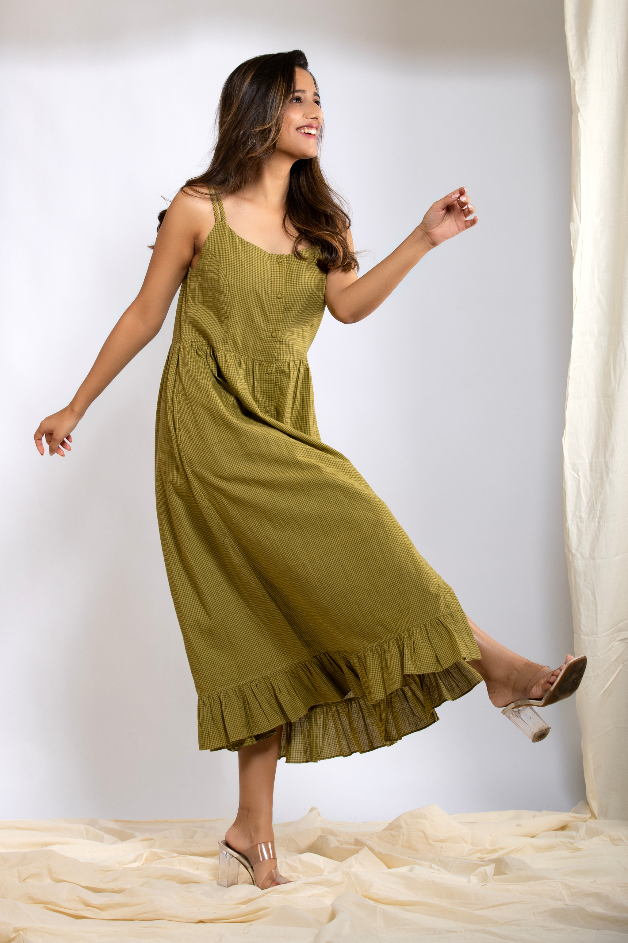 Meher Dress - Mustard Green