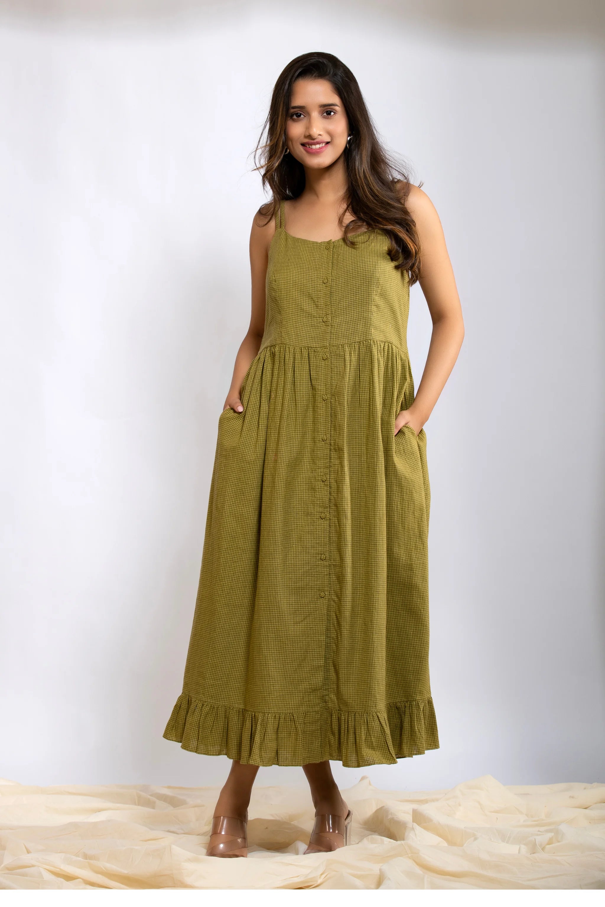 Meher Dress - Mustard Green