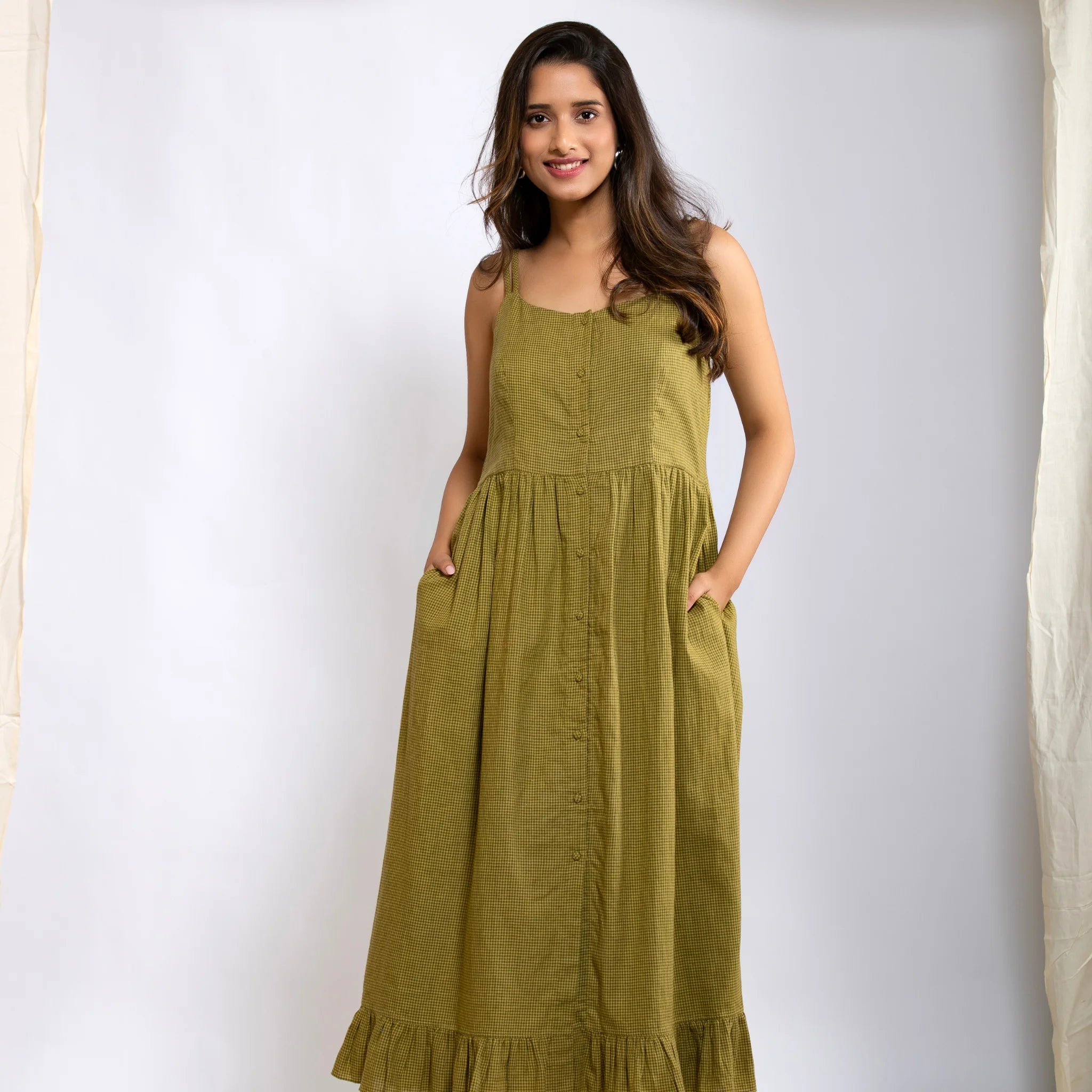 Meher Dress - Mustard Green