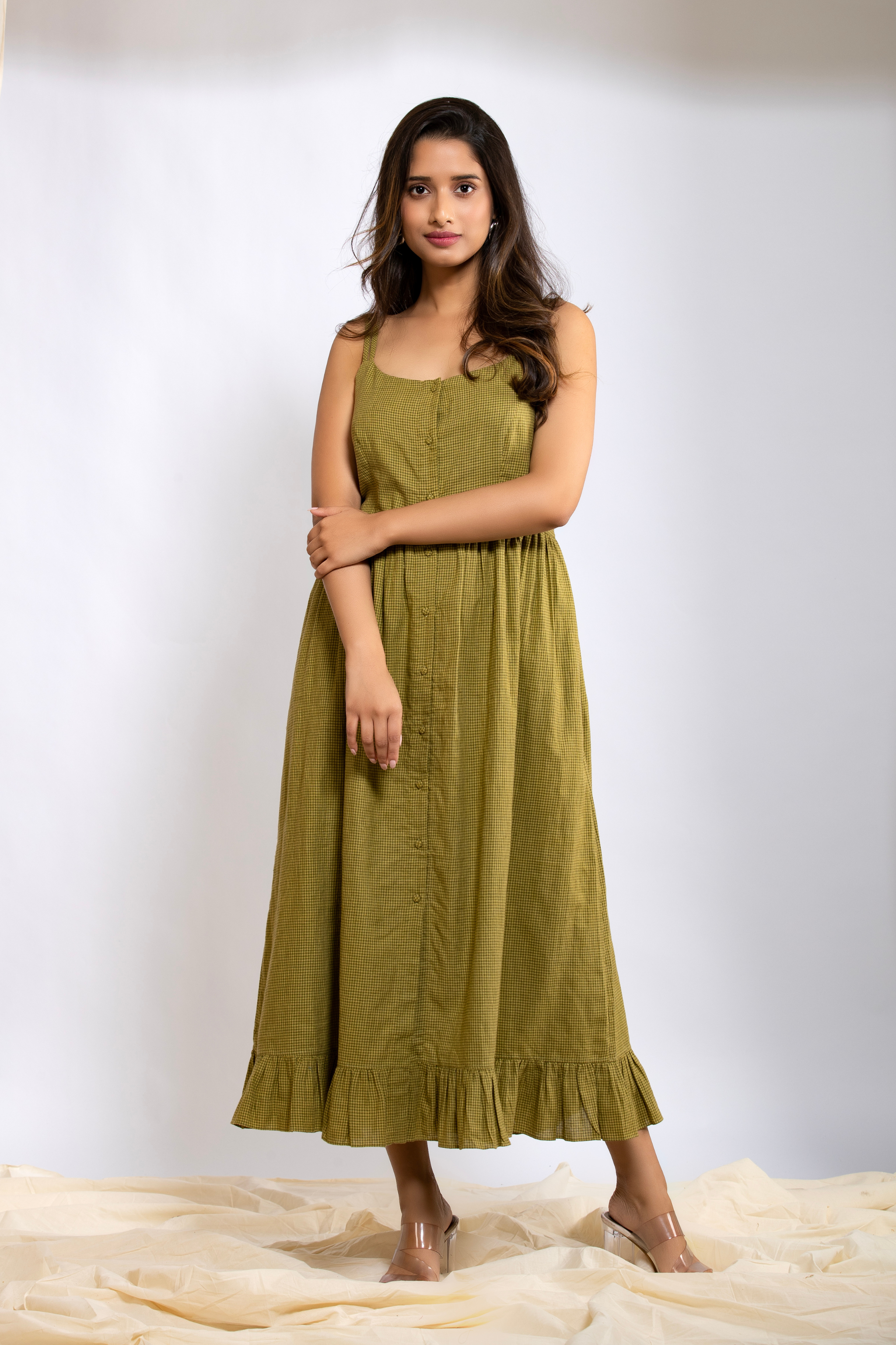 Meher Dress - Mustard Green