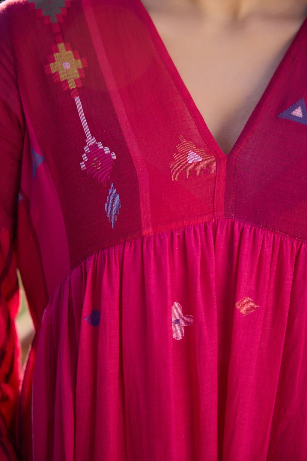 Raga Dress — jamdani cotton dress — fabric detail | Sarron