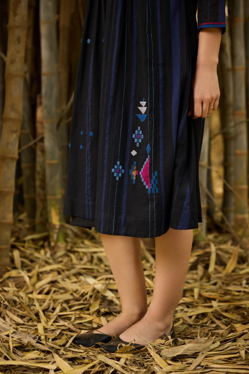 Reka Dress — jamdani cotton dress — fabric detail | Sarron