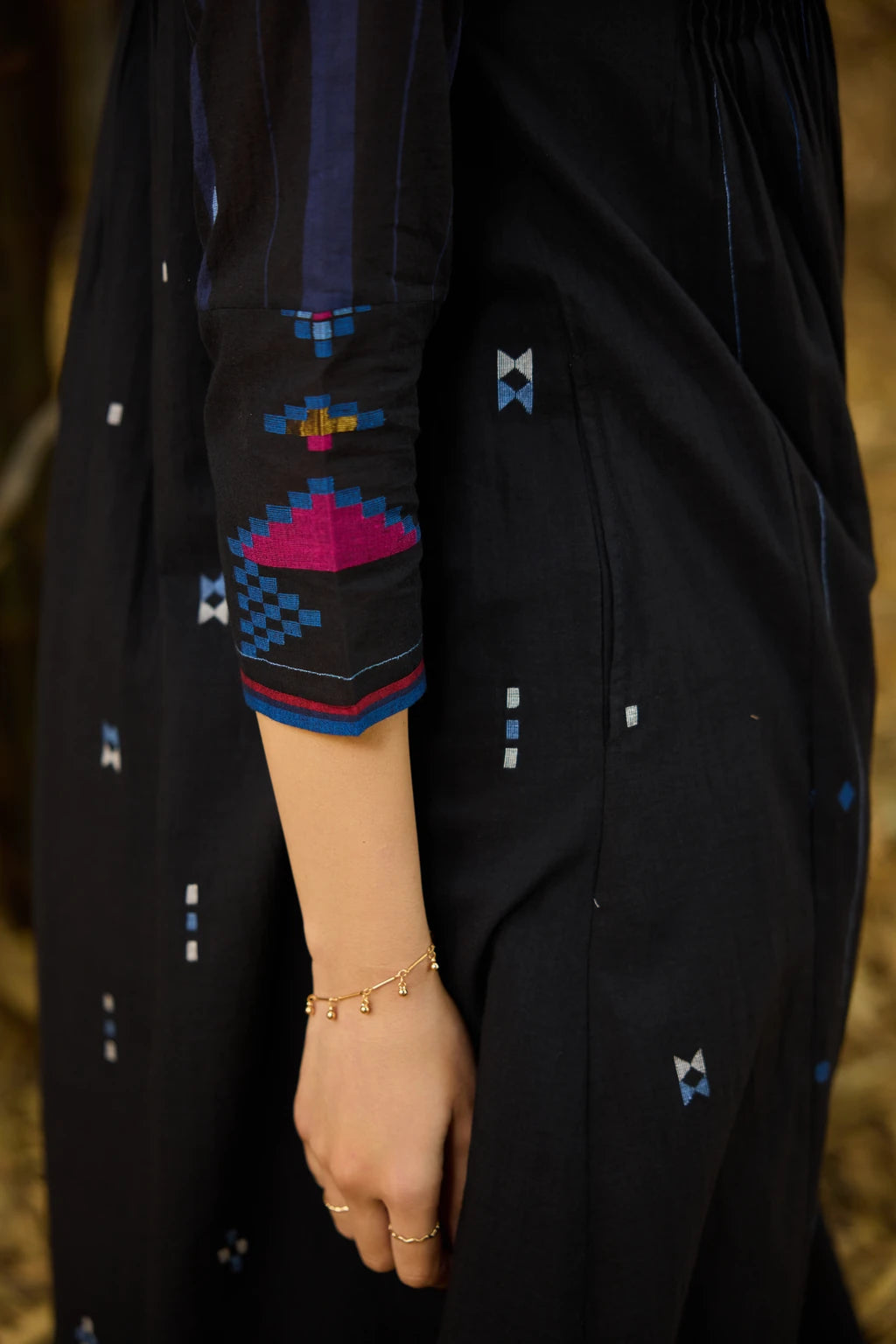 Reka Dress — jamdani cotton dress — fabric detail | Sarron
