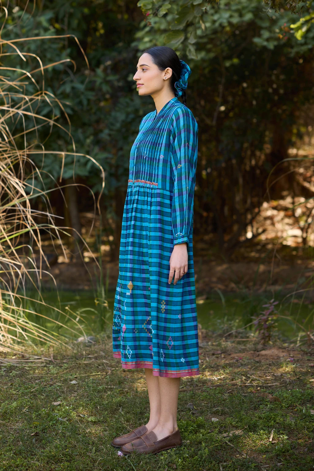 Taal Dress — jamdani cotton dress — side view | Sarron