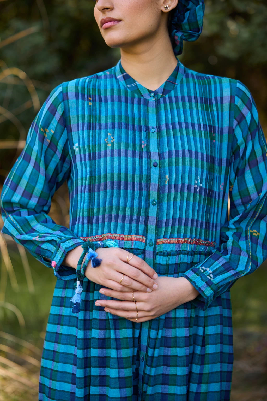 Taal Dress — jamdani cotton dress — fabric detail | Sarron