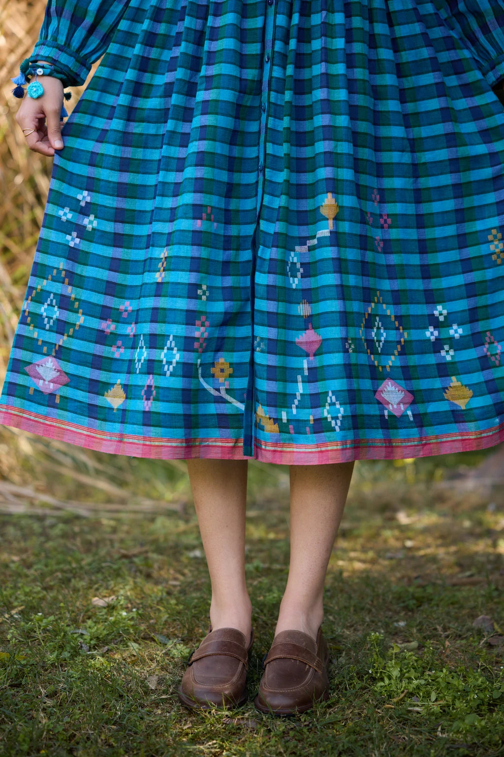 Taal Dress — jamdani cotton dress — fabric detail | Sarron