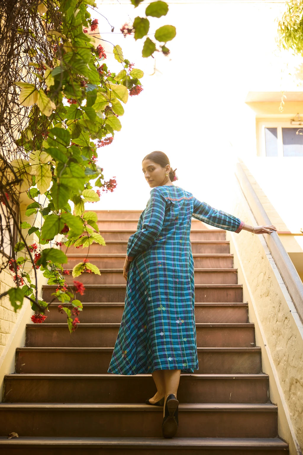 Vini Dress — jamdani cotton dress — campaign shot | Sarron